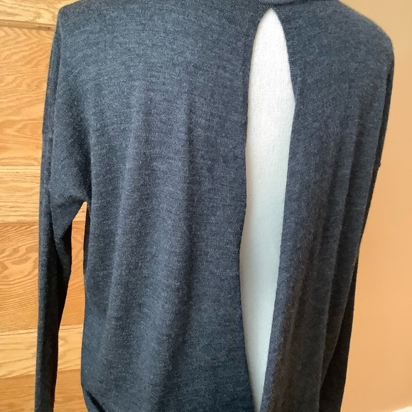 EILEEN FISHER Charcoal Fine Merino Jersey Keyhole Back Box Sweater Size XS - Picture 8 of 14